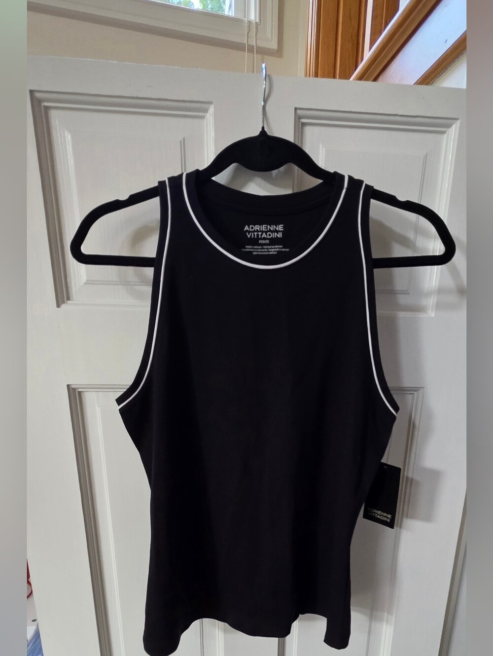 Adrienne Vittadini Black Tank Top with White Trim